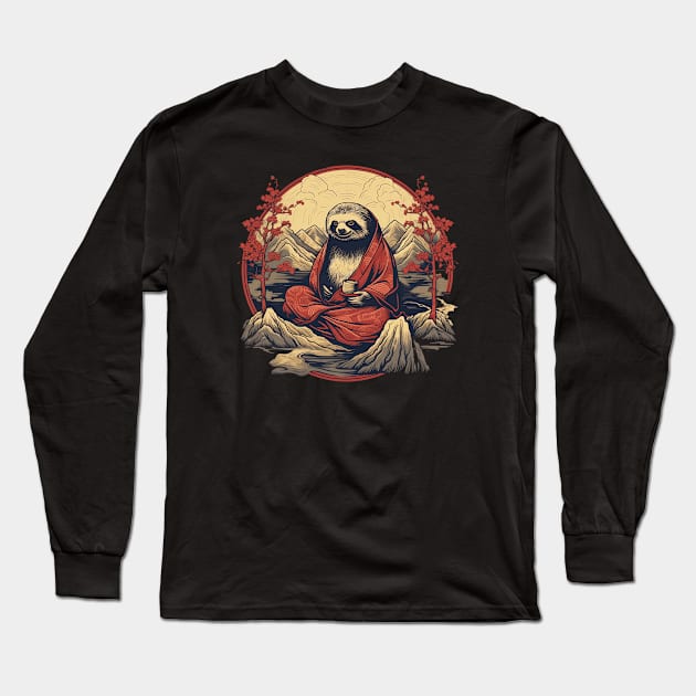 The Slothful Sensei Way Sloth Life Long Sleeve T-Shirt by origato